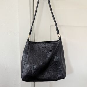 Elegant Black Genuine Leather Shoulder Bag
